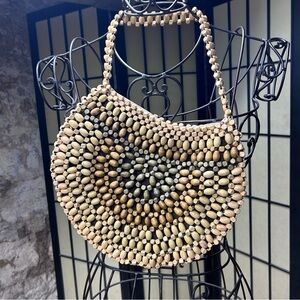 Old Navy Y2K Natural Wood Bead Handbag #Wood #Boho #Natural